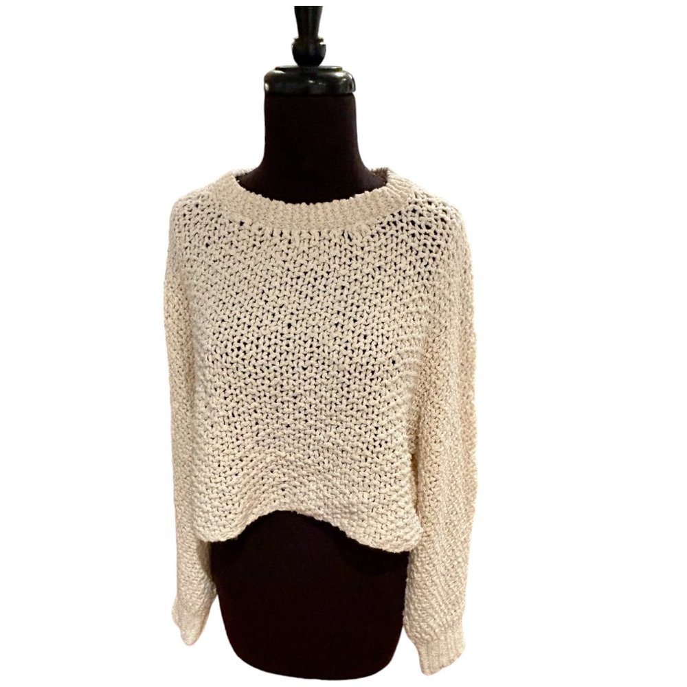 Fisher Project100% Cotton  Chunky Knit Cropped Cream sweater Size S/P - Picture 2 of 10